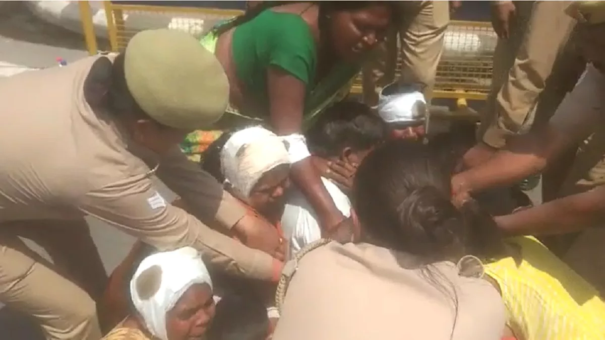 उन्नाव का परिवार लखनऊ में विधान भवन के सामने आत्मदाह करने पहुंचा , पुलिस ने पकड़ा