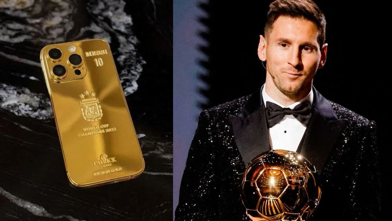 Lionel Messi के पास है 24 कैरेट सोने से बना फोन? पीछे नाम और जर्सी नंबर देखकर रह जाएंगे हैरान | Argentine footballer Lionel Messi Gold iPhone With Name And Jersey Number Details