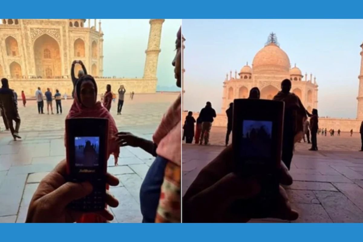 ताजमहल के सामने कीपैड फोन से खींची तस्वीर बनी 2026 का सबसे बड़ा इमोशनल मोमेंट