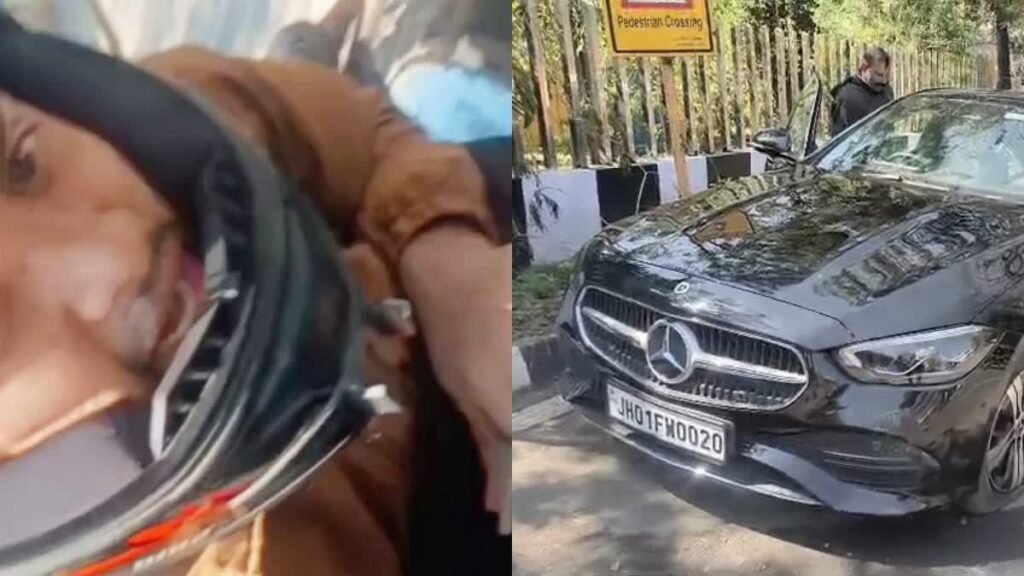 रांची में मर्सिडीज ने बाइक को मारी टक्कर, बोनट पर युवक को घुमाने और मारपीट का आरोप