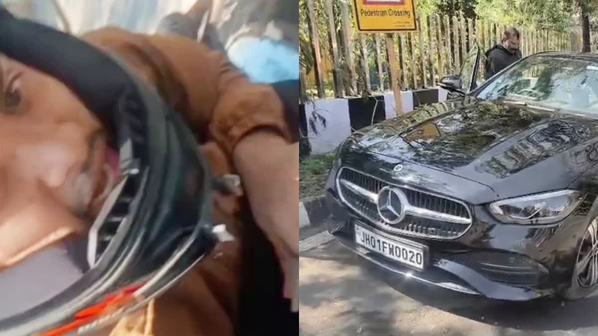 रांची में मर्सिडीज ने बाइक को मारी टक्कर, बोनट पर युवक को घुमाने और मारपीट का आरोप