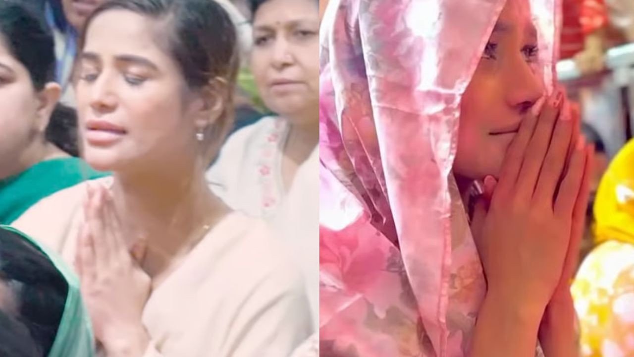 प्रेमानंद महाराज की शरण में पहुंची पूनम पांडे, वृंदावन से फूट-फूटकर रोने का वीडियो आया सामने, पछतावा या फिर कुछ... | Poonam Pandey Visits Premanand Maharaj after virat kohli Anushka sharma Gets Emotional During Temple Visit In Vrindavan video viral